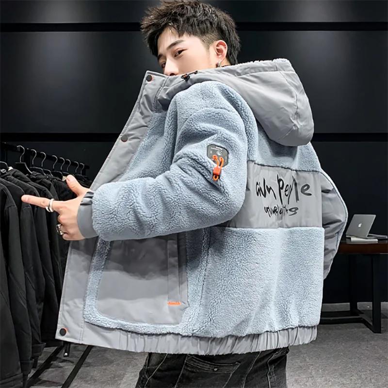 Men's Lamb Plush Jacket Winter Padded Coat Youth Jackets Trend All-match Loose Jacket