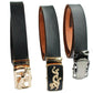 Male Lengthened 110cm-140cm Cowhide Leather Belt Alloy Automatic Buckle Wear-resistant Scratch-resistant Business Belt Husband and Dad Belt