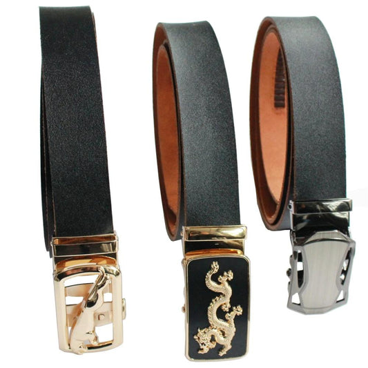 Male Lengthened 110cm-140cm Cowhide Leather Belt Alloy Automatic Buckle Wear-resistant Scratch-resistant Business Belt Husband and Dad Belt