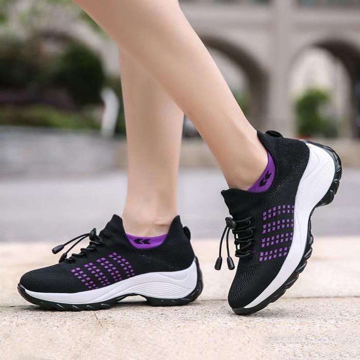 Women Flat Platform Shoes Women Non Slip Soft Sole Sneakers Breathable Mesh Tennis Ladies Sock Sneakers