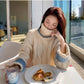 Contrasting Color Turtleneck Sweater In Autumn and Winter Loose Wild Thick Coat Simple Knitted Female Top