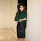 High Waist Hip Leather Skirt Women's Spring Slim Split Skirt Leather Skirt Skinny Tight Straight Knee Length Office PU Half Skirt