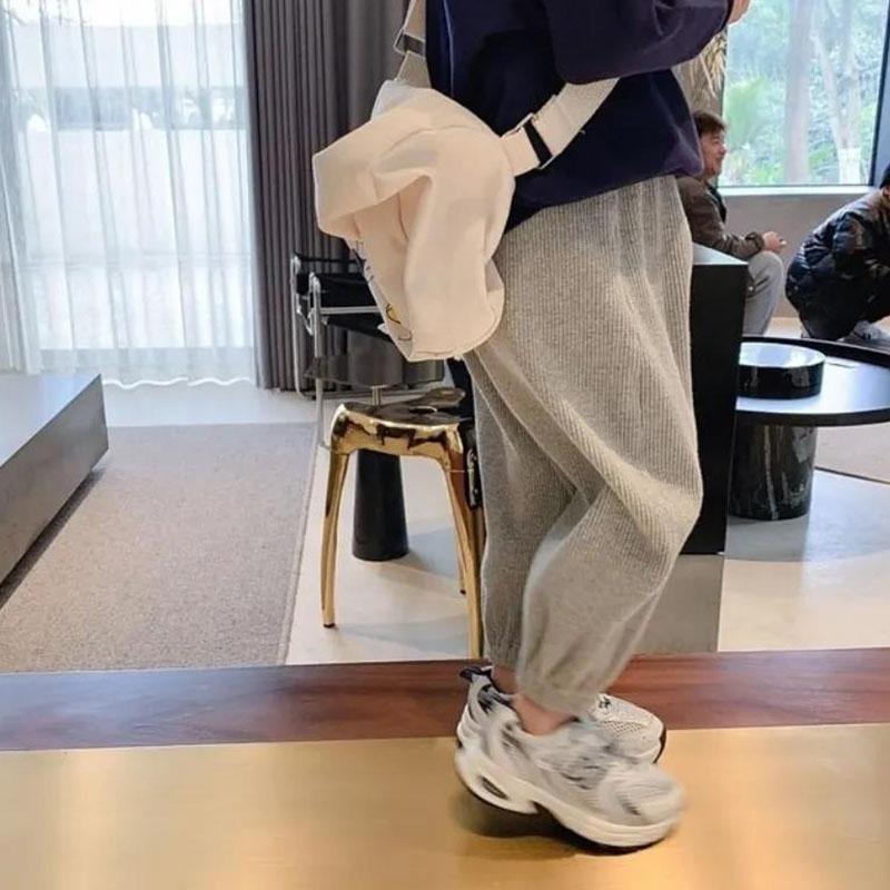 Boys and Girls Spring and Autumn Stretch Casual Pants, Children's Korean Knitted Pants, Loose Children's Trousers, Sweatpants