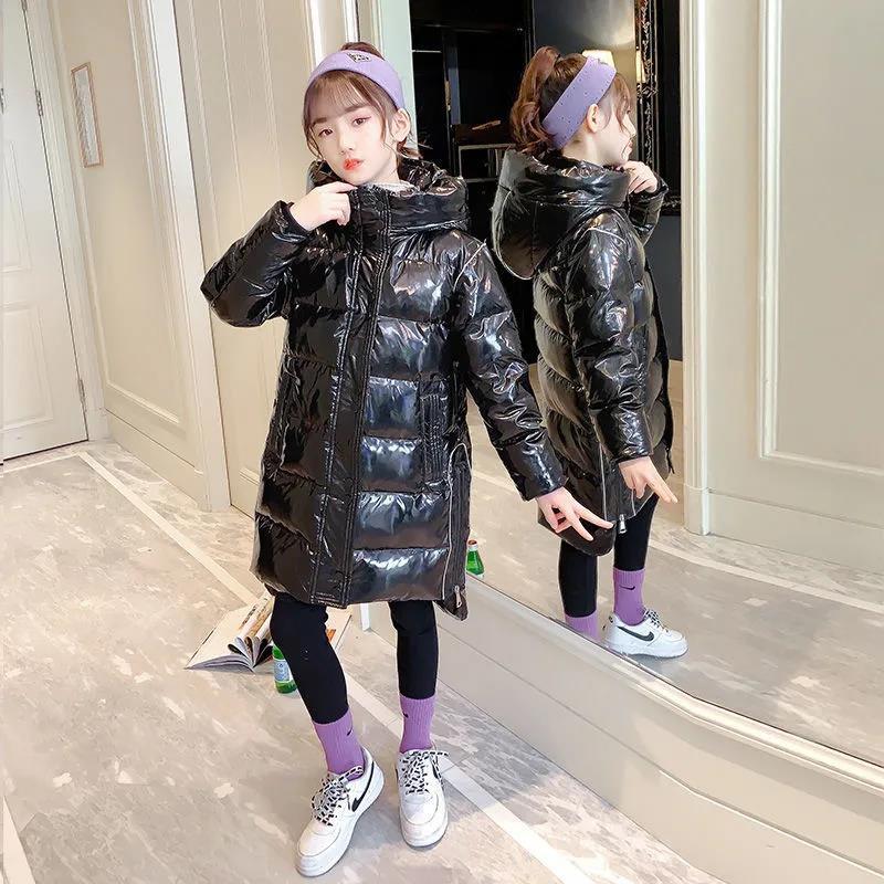 Girls' Warm Cotton Coat Thicken Plus Fleece Winter Coat Mid-length Windproof Cotton Suit