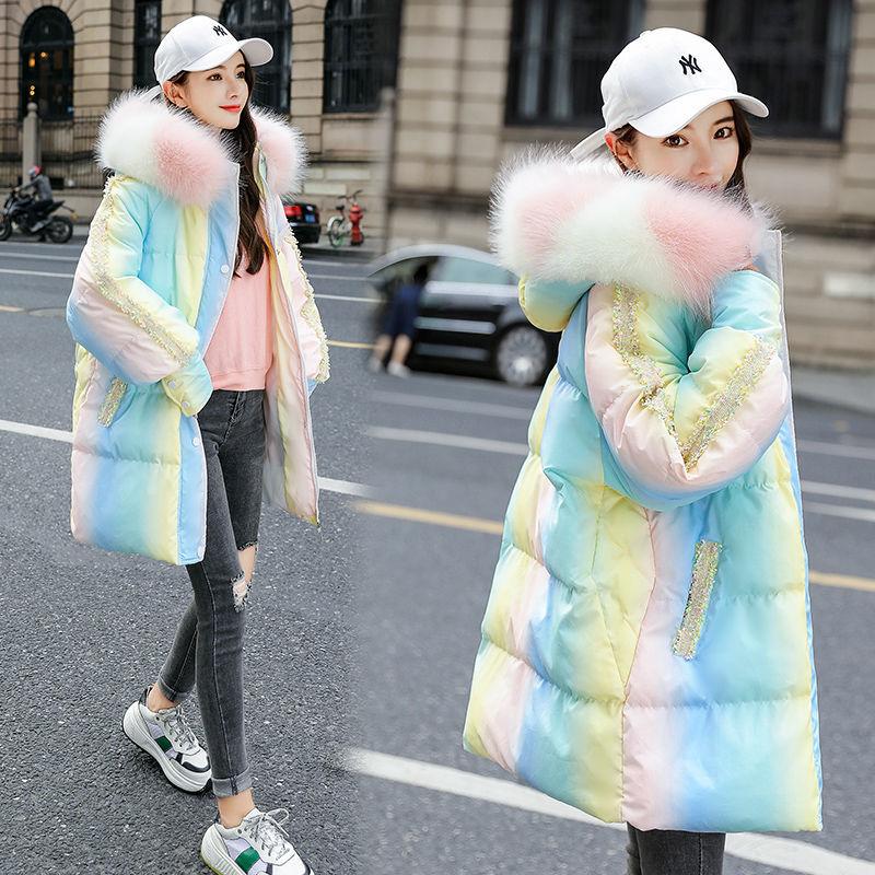 Down Padded Jacket Women's Mid-length Winter Fashion Trend Loose Warmth Thick Padded Jacket