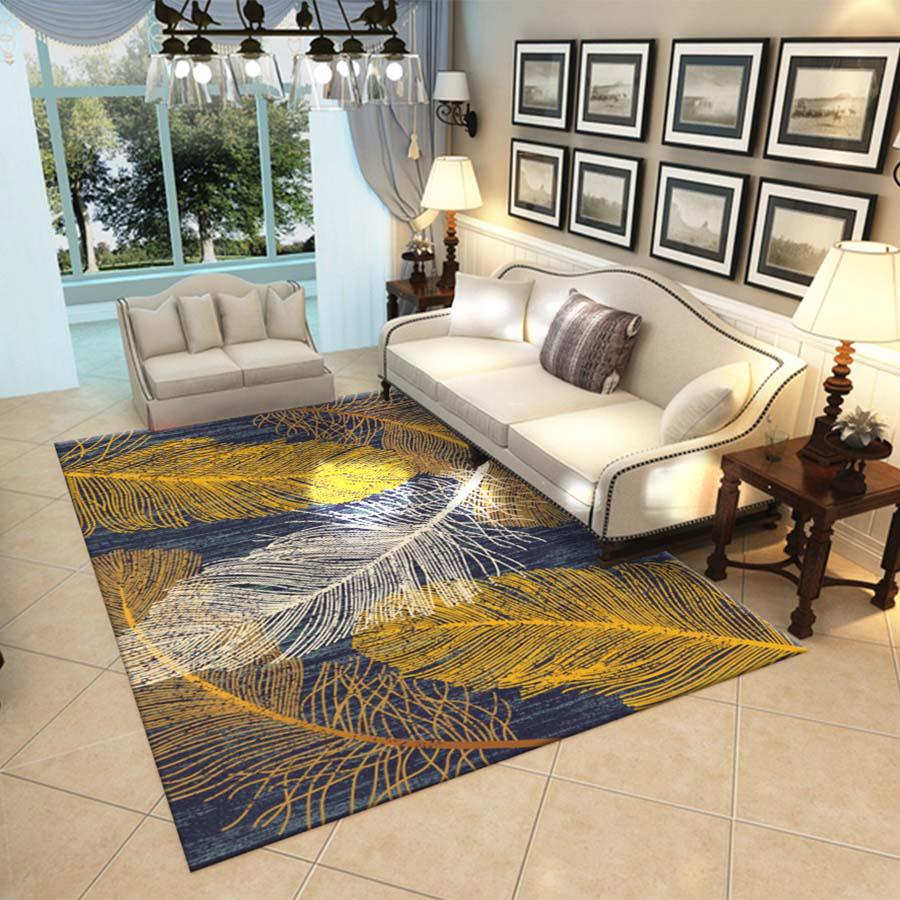 European American colorful feather pattern Carpet Large Size Carpet Bedroom Rug Non-slip Floor Mats