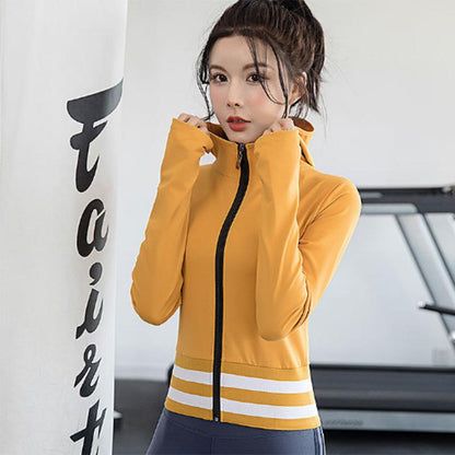 Outer Wear Yoga Clothes Jacket Women's Long-sleeved Zipper Hooded Fitness Clothes Thickened Outdoor Running Sportswear
