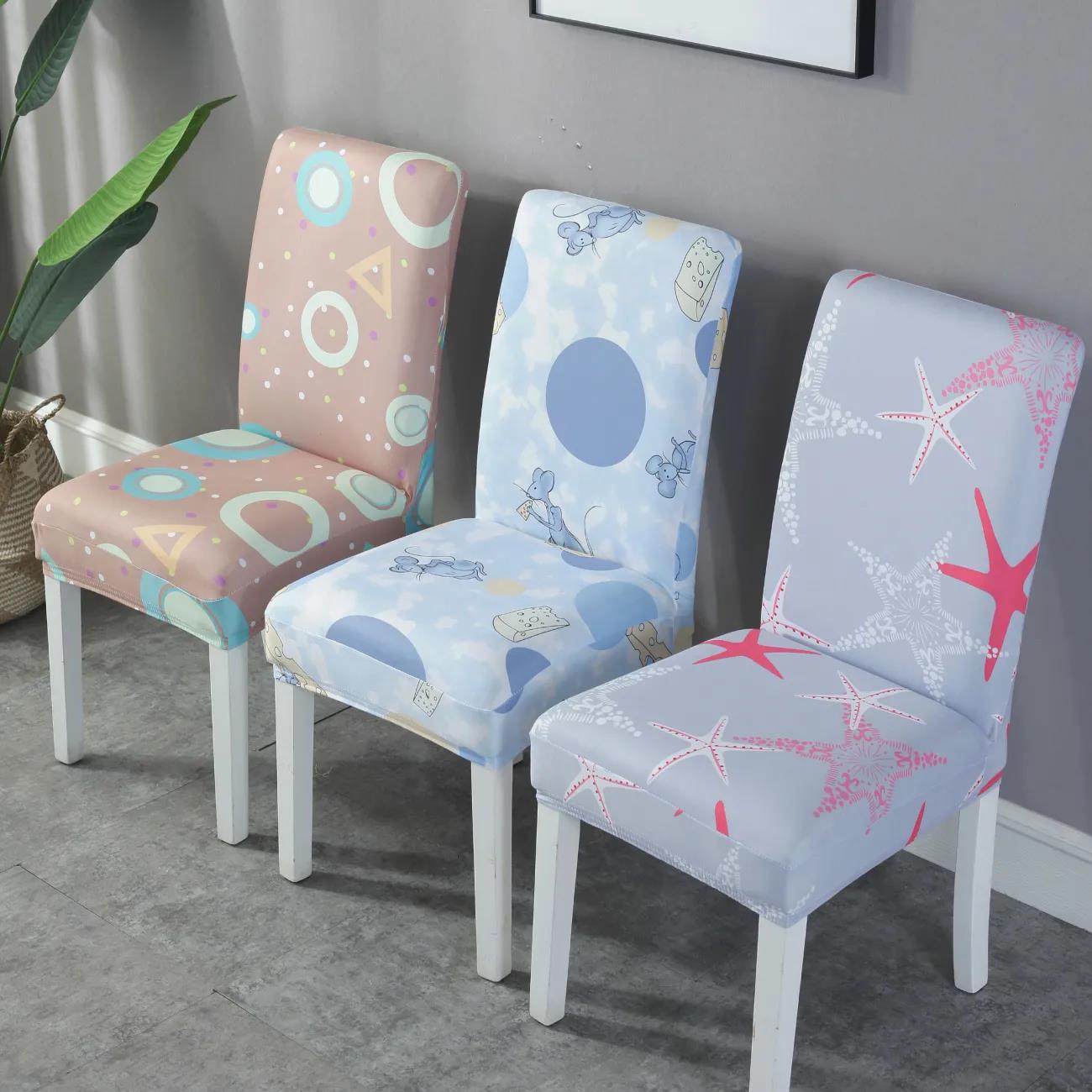 Spandex Chair Cover Stretch Home Dining Elastic Floral Print Chair Covers Multifunctional Spandex Elastic Cloth Universal Size