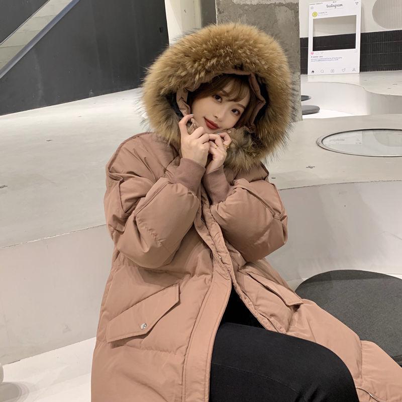 Cotton Clothes Women's Mid-length Winter Clothes Korean Version Ins Hong Kong Style Big Fur Collar Cotton Clothes Bread Clothes Tide
