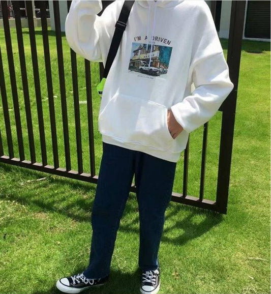Autumn Winter Funny Printing Hoodies Warm Fleece Hooded Men Hoodies Cashmere Addition Sweatshirts