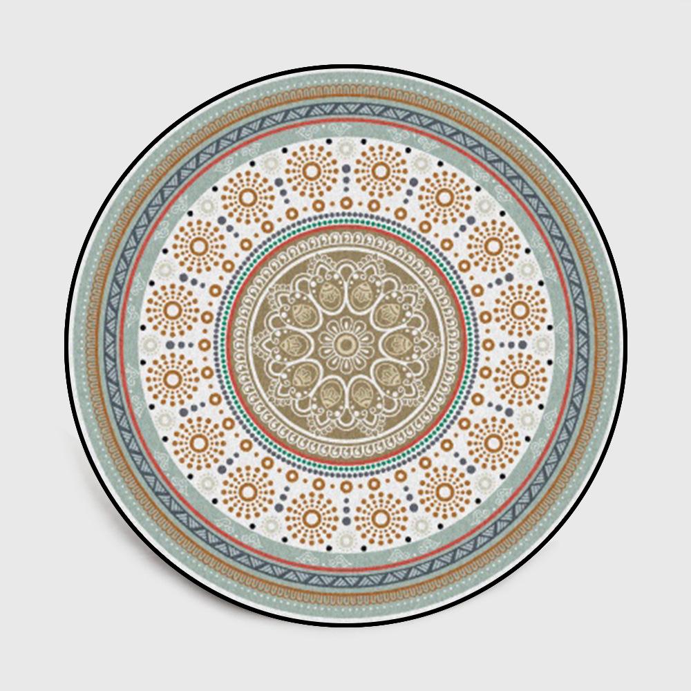 Round Carpet Fashion Simple and Fresh Ethnic Style Round Living Room Carpet Bedroom Non-slip Floor Mat Carpet