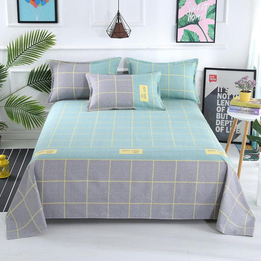 Four Seasons Universal Washed Cotton Bedding, Three-piece Single-piece Bed Sheet, Two Pillowcases, Cotton Sheet, Sweat-absorbent and Breathable