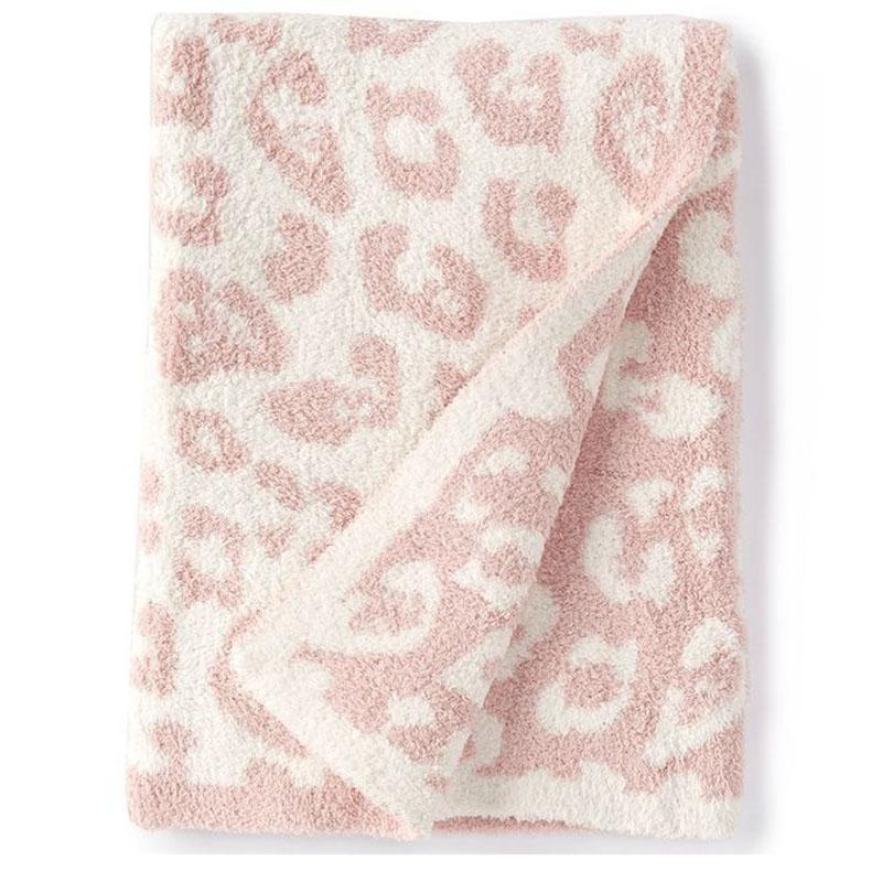 Woolen Blankets Children's Knitted Leopard Blankets Plus Fleece Throw Blankets for Kids Adult