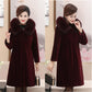 Winter Temperament Ladies Mink Fur Coat Women's Mid-length Large Size Thickened Waist Slimming Hooded Mink Fleece Faux Fur Thermal Jacket