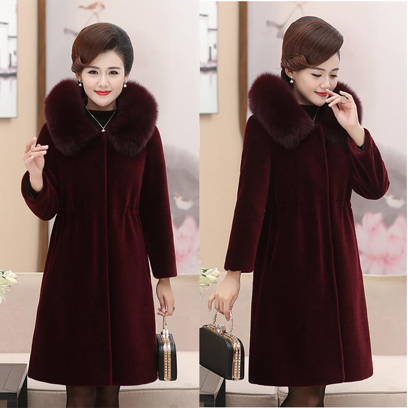 Winter Temperament Ladies Mink Fur Coat Women's Mid-length Large Size Thickened Waist Slimming Hooded Mink Fleece Faux Fur Thermal Jacket