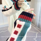 Autumn Japanese Sweater V-neck Fashion Casual Jacket Knitted Striped Youth Women's Top