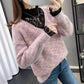 Imitation Mink Velvet Sweater Women Fake Two-piece Lace Stitching Turtleneck Pullover Sweater Colorful Bottoming Outer Wear Knitted Sweater Coat