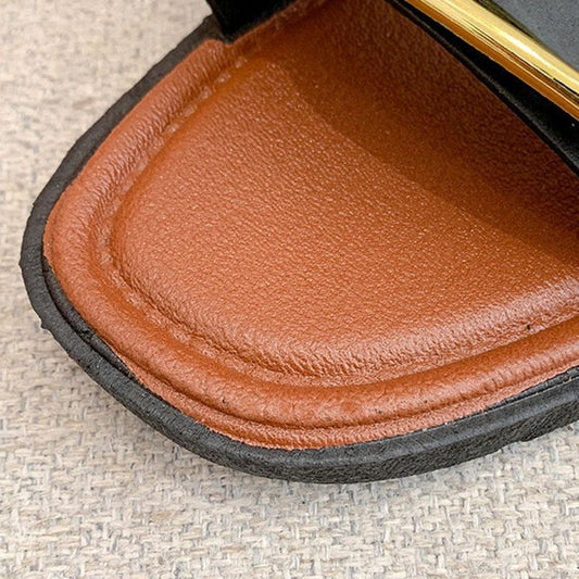 Summer Sandals and Slippers for Women's Outer Wear Square Buckle Flat-bottomed Casual Soft-bottomed Beach Sandals Slip
