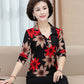 Middle-aged and Elderly Women's Middle-aged and Elderly Women's V-neck Printed Top