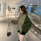 Autumn and Winter Loose Turtleneck Sweater Casual Color Matching Diagonally Buttoned Top Fashion Knitted Women's Jacket
