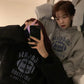 Autumn and Winter Women's Hooded Hoodie Korean Loose Large Size Plus Velvet Thick Letter Coat