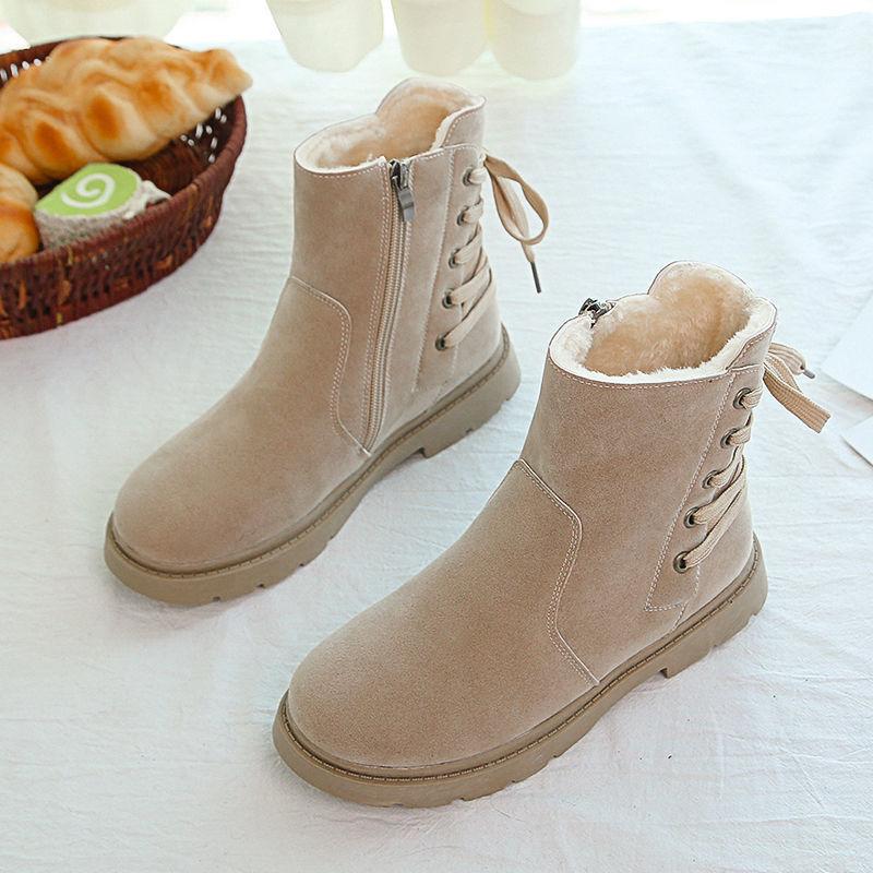 Martin Boots Female British Style Winter Student Wild Warm Short Boots Motorcycle Anti-skid Plus Velvet Snow Boots