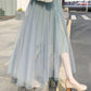 Fashion Women Skirts Tulle 2020 Spring Summer Korean Fashion Shiny Long Maxi Pleated Skirt Female Black Blue Apricot Skirt