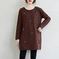 Fashion Women Long Sleeve Embroidered Solid Polyester T-Shirt Autumn  Femininas Basic Tops Loose Chemise Tunic Pullover