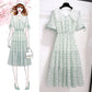 Pofulove  Bohemian Floral Dress Women Summer Dress Plus Size  Lace Collar Slim A-line Long ruffed Dress for party beach vacation