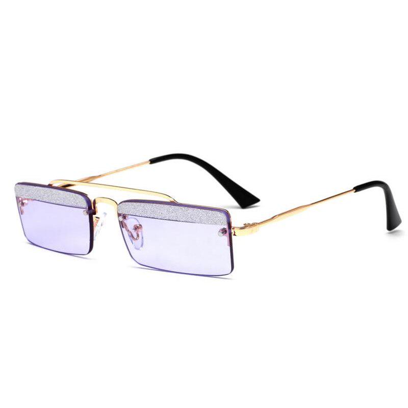 WTEMPO Personalized Eyebrow Metal Square Sunglasses Women Men Fashion Anti-UV Small Frame Sun Glasse