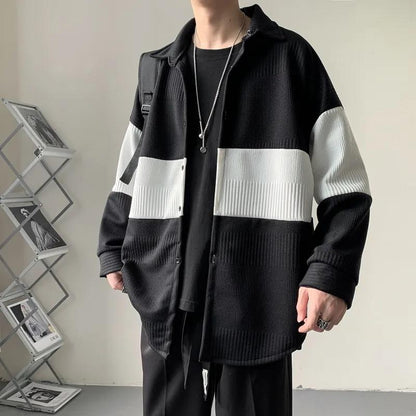 Sweater Cardigan Coat Men's Loose Stitching Color Thickened Knitted Cardigan Coat Warm and Comfortable Breathable Men's Sweater