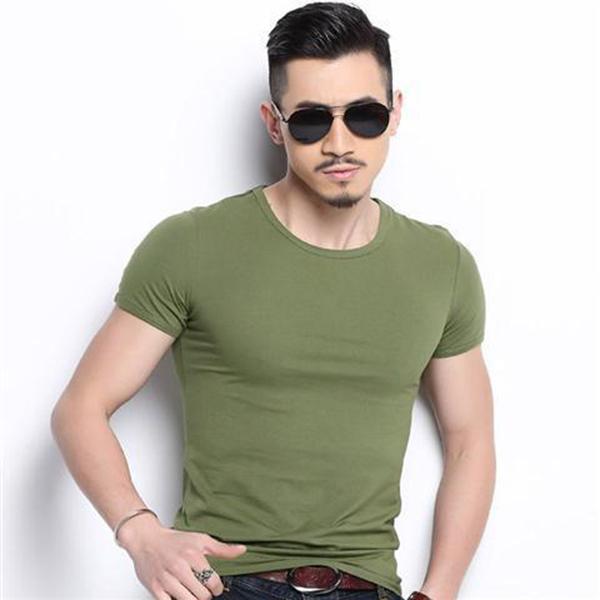 Short-sleeved T-shirt Men's Round Neck Slim Fitness Solid Color Half-sleeved Black and White Tide Bottoming Shirt T-shirt Men