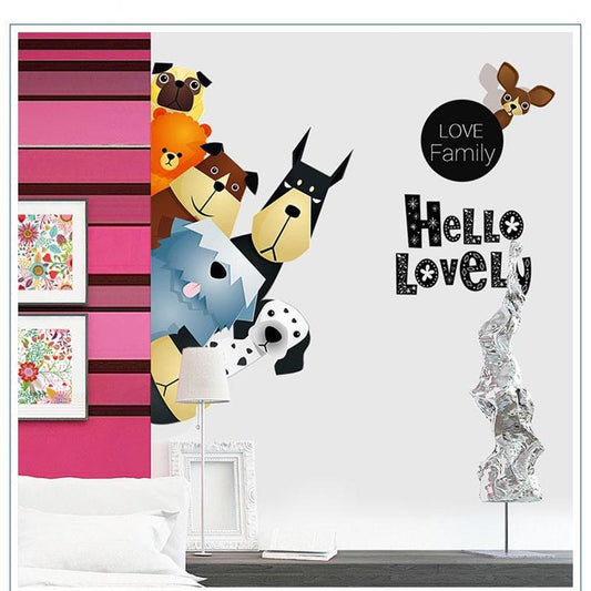 A Family Of Cute Cartoon Wall Stickers Decorative Stickers Decals Greenwall Stickers