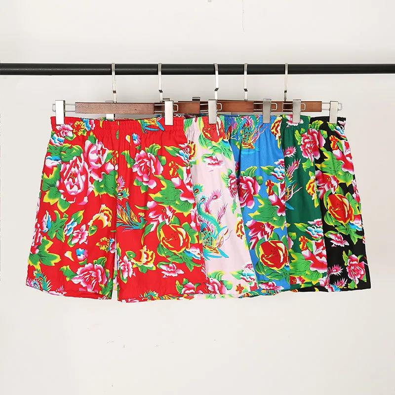 Summer Men's Large Print Thin Loose Casual Shorts Cotton Wide Leg Lovers Shorts