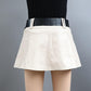PU Leather Short Skirt Women's Spring and Autumn High Waist Slimming Personality Rivet A-line Skirt Pants