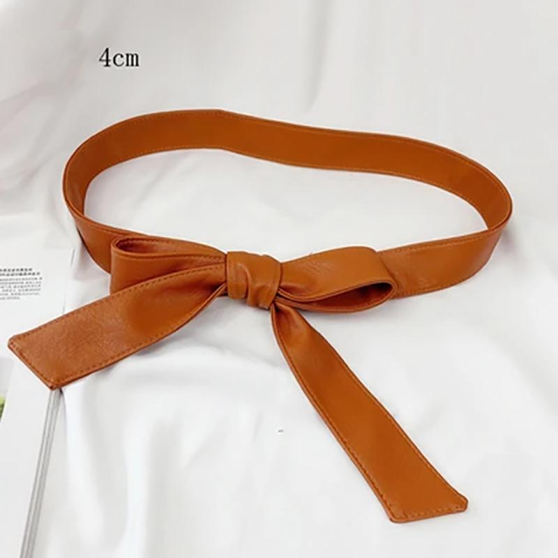 2.5/4cm Width Bow Tie Belt Waist Rope Thin Fur Belt PU Leather Belt Women's Wide Coat Leather Belt Dress Belt