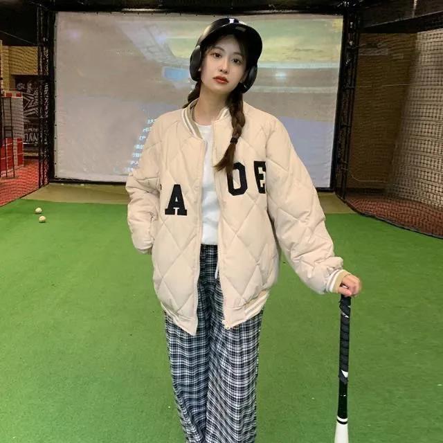Baseball Uniform Cotton Jacket Women's Large Size Loose Korean Student Small Trend Cotton Jacket Women