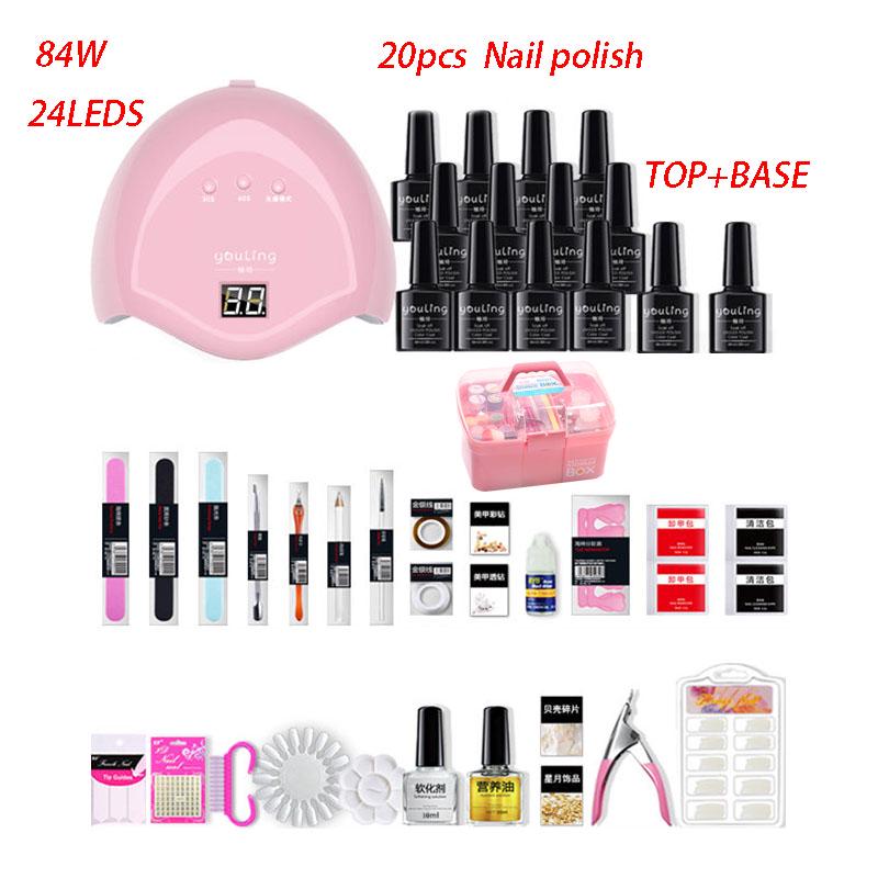 Nail Set UV LED Lamp Dryer With 30pcs Nail Gel Polish Kit Soak Off Manicure Tools Set Nail Art Tools
