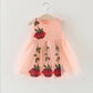 Girls Summer Mesh Dress 0-5 Years Old Baby Girl Sweet Princess Skirt Round Neck Sleeveless Tutu Skirt Rose Decoration