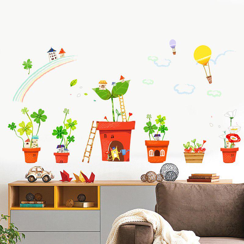 [Wall sticker ]Hot Air Balloon Cat Rainbow Clouds Diy Wall Stickers For Kids Rooms Kitchen Home Deco