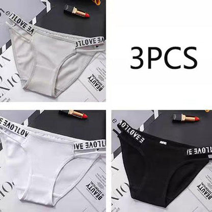 Simple Sports Style Girl Hollow Panties Ladies Sexy Low Waist Briefs Cotton Inner Crotch Breathable Letter Thin Belt Panties for Women Underwear