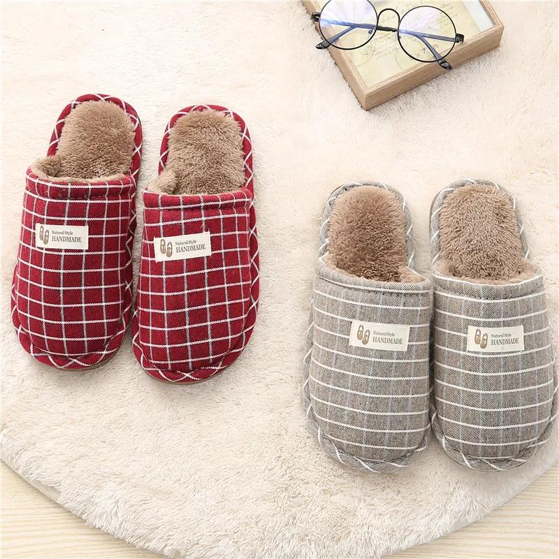 Autumn and Winter Pure Cotton Slippers Indoor Non-slip Soft-soled Shoes Warm Simple Plush Cotton Shoes