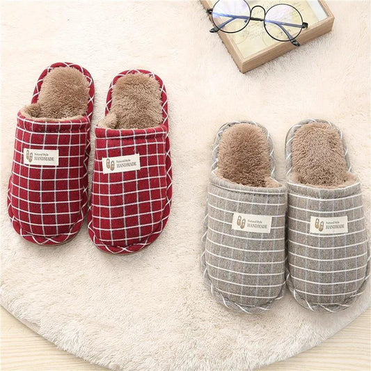 Autumn and Winter Pure Cotton Slippers Indoor Non-slip Soft-soled Shoes Warm Simple Plush Cotton Shoes