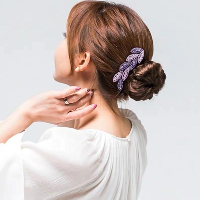 Diamond Leaf Hair Comb Insert Comb Hair Accessories Plate Hairball Head Drill Bit Flower Girl Hairpin Mother Headdress Shiny Hairpin