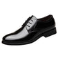 Mens Leather Shoes Men's Dress Shoes British Style Lace Up Pointed Toe Flats Big Size