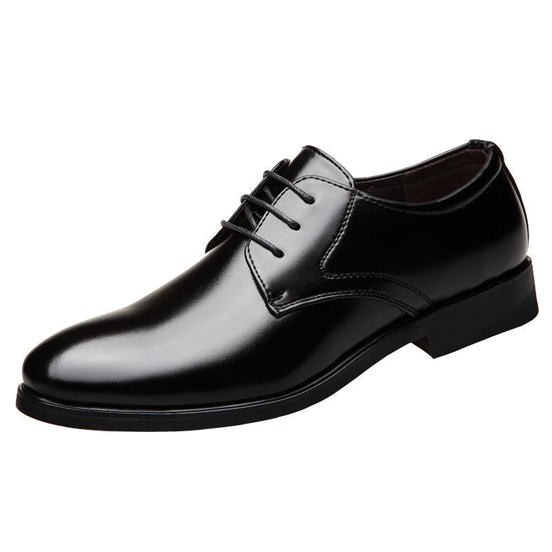 Mens Leather Shoes Men's Dress Shoes British Style Lace Up Pointed Toe Flats Big Size