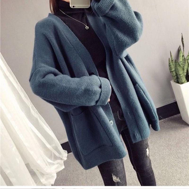 Knitted Cardigan Women Jacket Women Korean Version Loose Students Are Thin and Versatile Thick Sweater Jacket