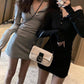 Pofulove temperament net red hip skirt was thin skirt sexy slim long-sleeved high waist dress