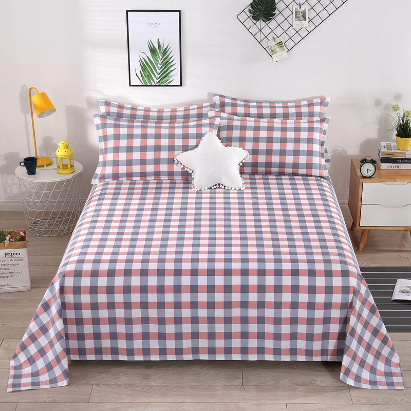 Three-piece Bed Sheet, One-piece Bed Sheet Two Pillowcases Old Coarse Cloth Bed Pure Cotton Thick Bedding Naked Sleeping Removable and Washable