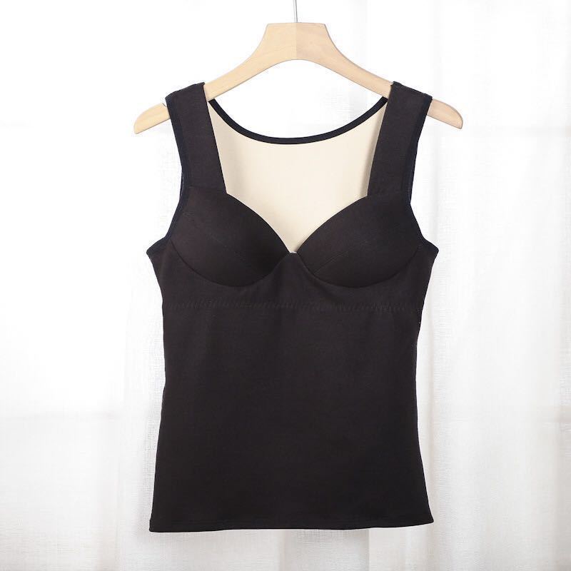 Comes with Chest Pad Thermal Underwear Ladies Plus Velvet Thickening Winter Seamless Body Shaping Bottoming Vest Without Underwear